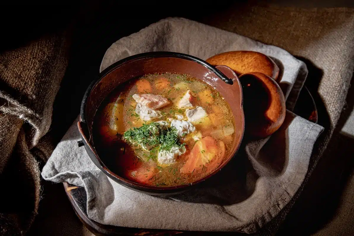 Trout and muksun fish soup